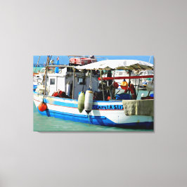 Impressão Em Tela Barco de pesca na costa da Toscana, pintura.