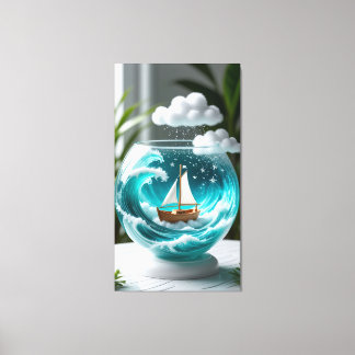 Impressão Em Tela Barco de Vela Caprichoso em uma Tigela de Vidro