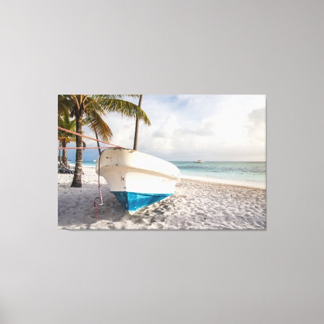 Impressão Em Tela Barco na praia (Frente)