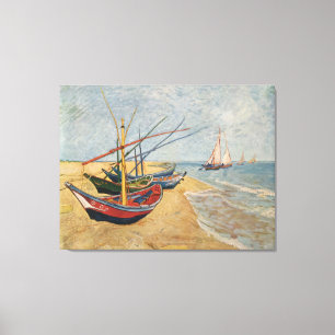 Impressão Em Tela Barcos de pesca na praia em Saintes-Maries, 1888