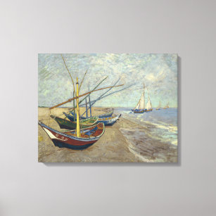 Impressão Em Tela Barcos de pesca Van Gogh na praia em Les Santo