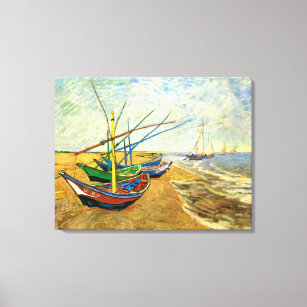 Impressão Em Tela Barcos de pesca Van Gogh na praia em Saintes Marie