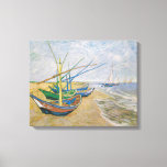 Impressão Em Tela Barcos De Pesca | Vincent Van Gogh<br><div class="desc">Barcos de pesca na praia em Saintes-Maries (1888) por Vincent Van Gogh,  artista poste-impressionista neerlandês. Arte original é uma pintura em forma de óleo na paisagem da canvas que mostra vários barcos de pesca na costa oceânica. Use as ferramentas de design para adicionar texto personalizado ou personalizar a imagem.</div>