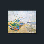 Impressão Em Tela Barcos De Pesca | Vincent Van Gogh<br><div class="desc">Barcos de pesca na praia em Saintes-Maries (1888) por Vincent Van Gogh,  artista poste-impressionista neerlandês. Arte original é uma pintura em forma de óleo na paisagem da canvas que mostra vários barcos de pesca na costa oceânica. Use as ferramentas de design para adicionar texto personalizado ou personalizar a imagem.</div>