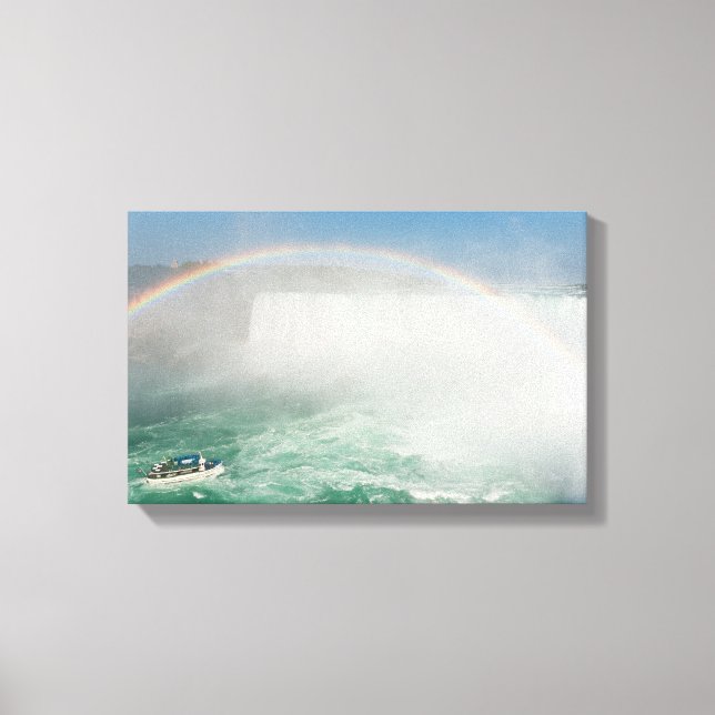 Impressão Em Tela Barcos e Ferradura Caem das Cataratas de Niágara (Frente)