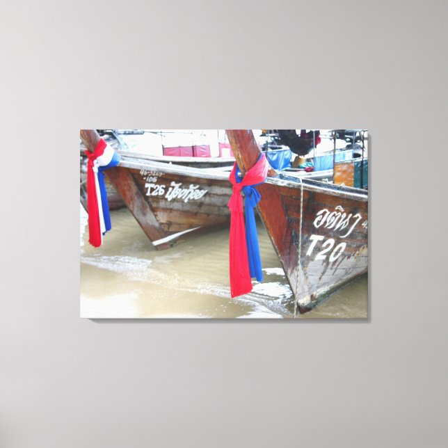 Impressão Em Tela Barcos Na Praia | Ilhas Phi, Tailândia (Frente)