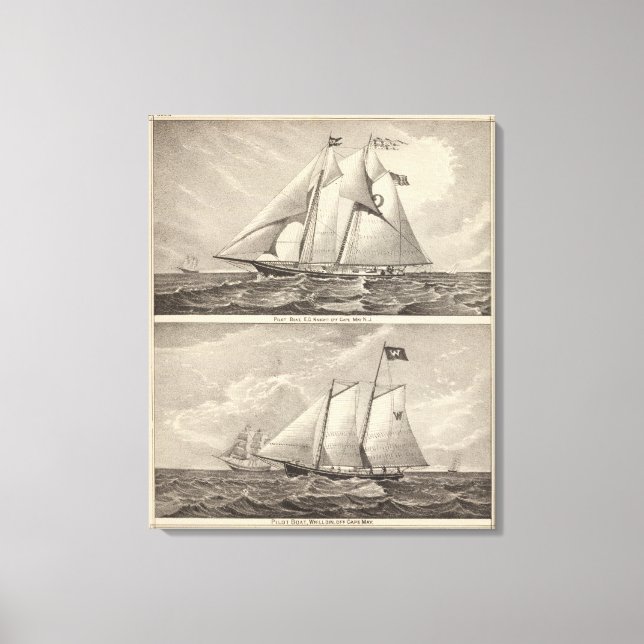 Impressão Em Tela Barcos-piloto EG Knight e Whilldin (Frente)