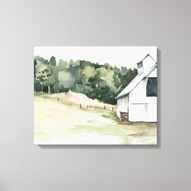 Impressão Em Tela Barn Branco de Aquarela (Frente)