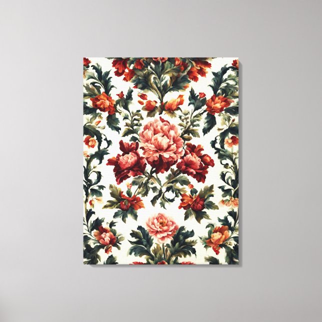 Impressão Em Tela Barroco italiano. Flores e Folhas Chic (Frente)