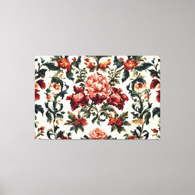 Impressão Em Tela Barroco italiano. Flores e Folhas Chic (Frente)