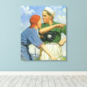 Impressão Em Tela Baseball Antigo, Crianças, Meninos Praticando Espo