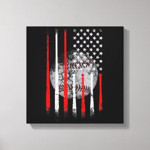 Impressão Em Tela Baseball EUA Flag American Flag Vintage