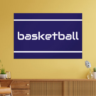Impressão Em Tela BASKETBALL Esportivo Texto Listras Em Azul Marinho