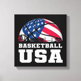 Impressão Em Tela Basquete EUA dá apoio à Equipe Tshirt USA Flag Dr.