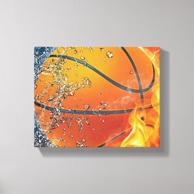 Impressão Em Tela Basquete flamejante (Frente)