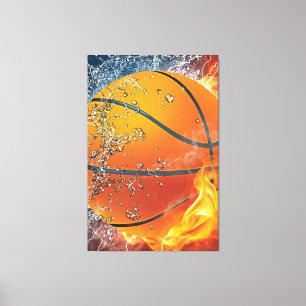Impressão Em Tela Basquete flamejante