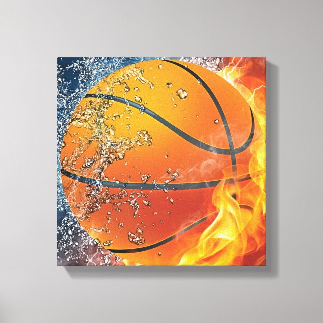 Impressão Em Tela Basquete flamejante (Frente)