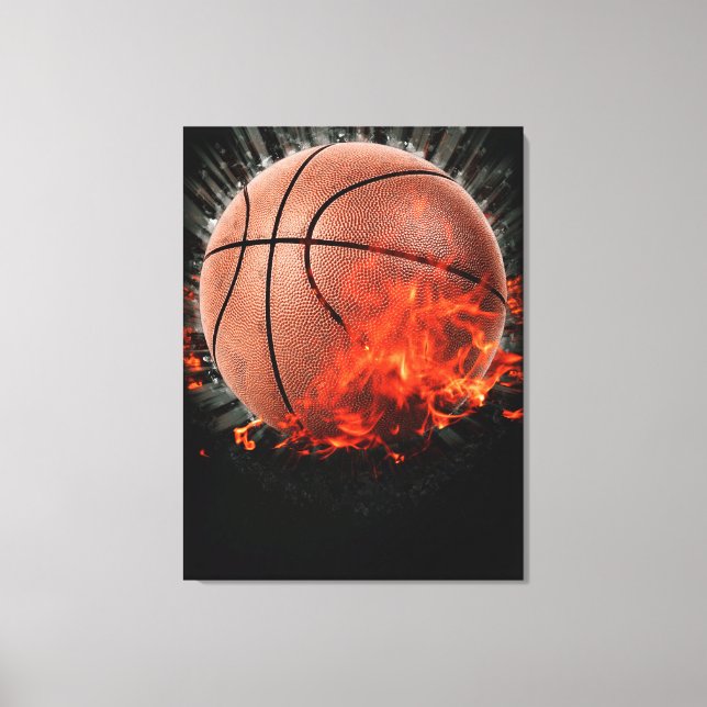 Impressão Em Tela Basquetebol em Chamas (Frente)