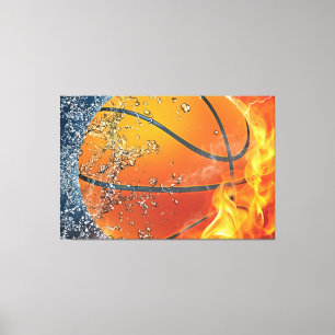 Impressão Em Tela Basquetebol em chamas