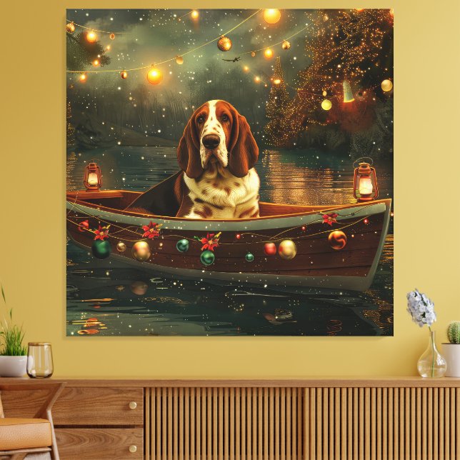 Impressão Em Tela Basset Hound Christmas Festive Voyage (Insitu(Sala de estar))