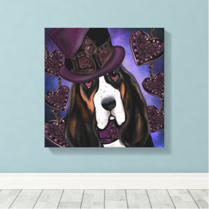 Impressão Em Tela Basset Hound STEAMPUNK