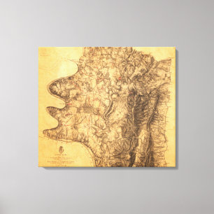 Impressão Em Tela Batalha de Antietam - mapa panorâmico 6 da guerra