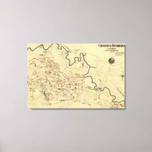 Impressão Em Tela Batalha de Chickamauga - mapa panorâmico 2 da