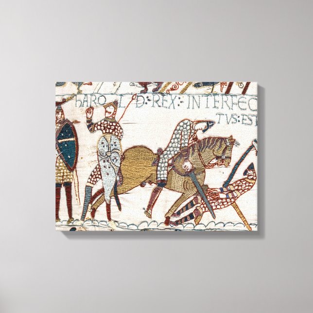 Impressão Em Tela Batalha de Hastings- Bayeux Tapeçaria King Harold (Frente)