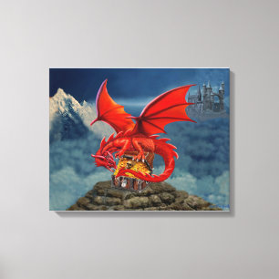 Impressão Em Tela Baú do Tesouro do Dragão Vermelho Voador
