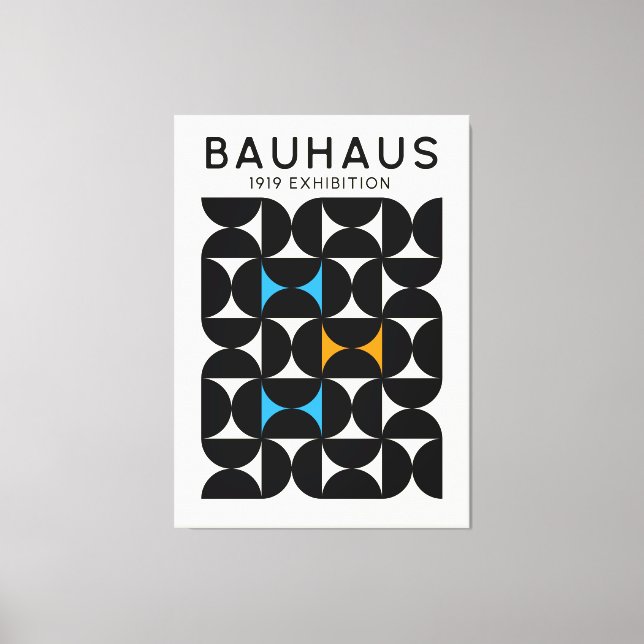 Impressão Em Tela Bauhaus Black Geometric Grid Art Print 1919 (Frente)