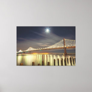 Impressão Em Tela Bay Bridge à Noite Com a Lua