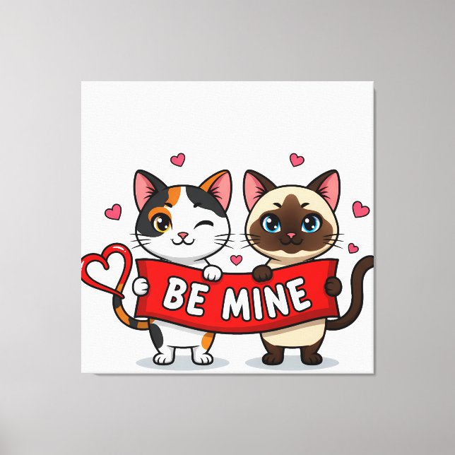 Impressão Em Tela BE MINE Valentine's Cats | Cute Kittens with Love (Frente)