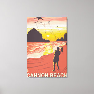 Impressão Em Tela Beach & Kites - Cannon Beach, Oregon