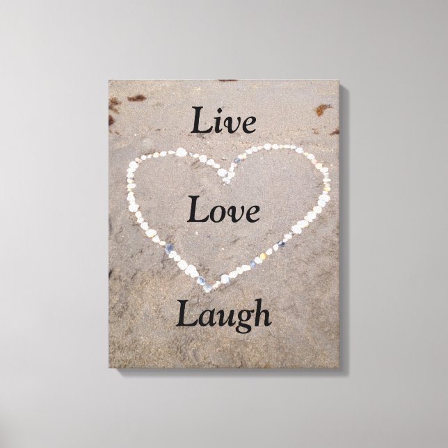 Impressão Em Tela Beach Shell Heart. Live Love Laugh (Frente)