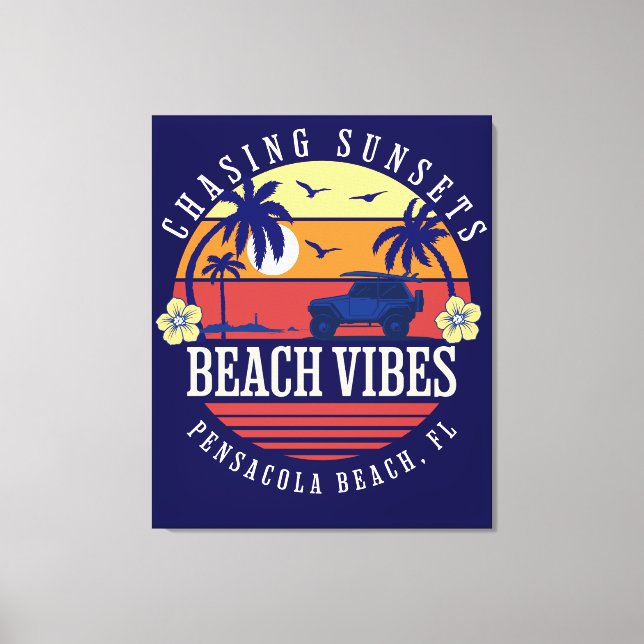 Impressão Em Tela Beach Vibes Pensacola Beach, FL (Frente)