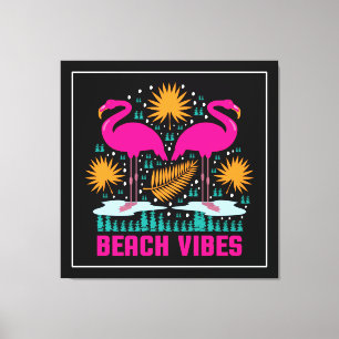 Impressão Em Tela Beach Vibes Pink Flamingos-19501