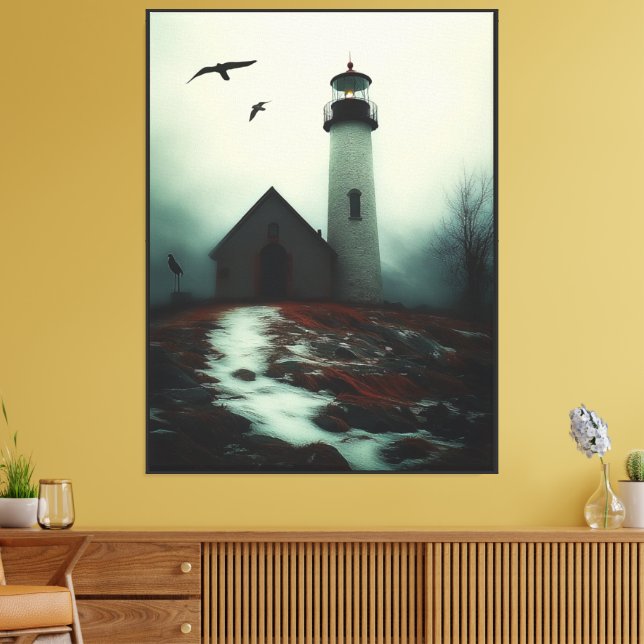 Impressão Em Tela "Beacon da Solidão em Mist" (Insitu(Sala de estar))