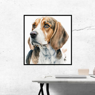 Impressão Em Tela Beagle Alegria em Aquarela