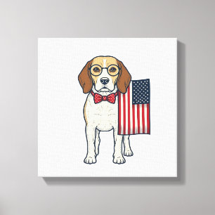 Impressão Em Tela Beagle Patriótico com Arte Vetorial Vintage de Ban