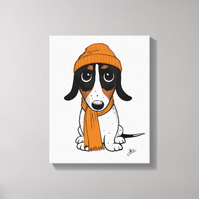 Impressão Em Tela Beanie Dog | Cute Piebald Dachshund (Frente)
