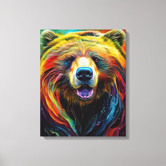 Impressão Em Tela Bear Grizzly Animal Discovery Adventure Nature Pla (Frente)