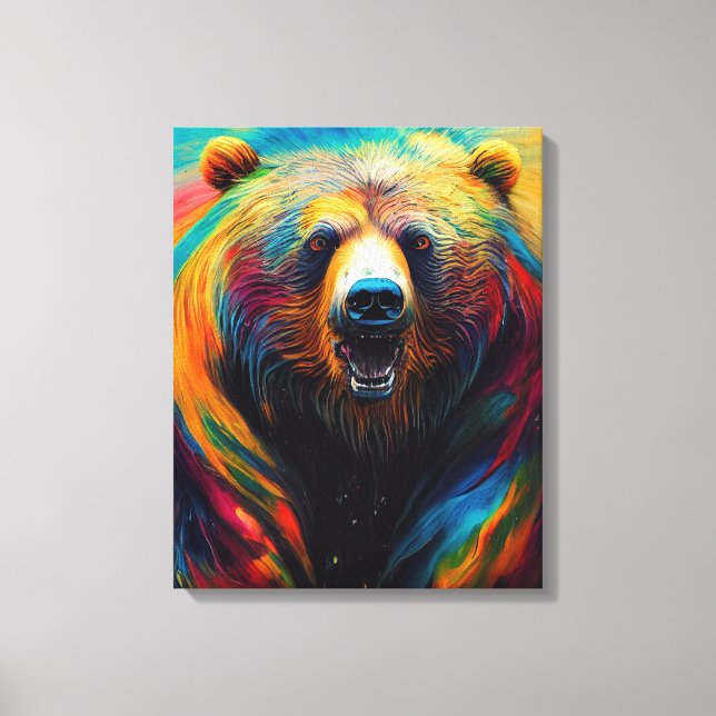 Impressão Em Tela Bear Grizzly Animal Discovery Adventure Nature Pla (Frente)