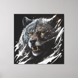 Impressão Em Tela Bear Retrato Animal Pintando Aventura Selvagem