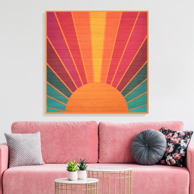 Impressão Em Tela Beautiful Sunny Sun Rays Southwestern Folk Art (Insitu(Sala de estar))