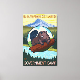 Impressão Em Tela Beaver & Mt. Hood - Governo Camp, Oregon