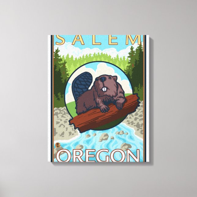 Impressão Em Tela Beaver & River - Salem, Oregon (Frente)
