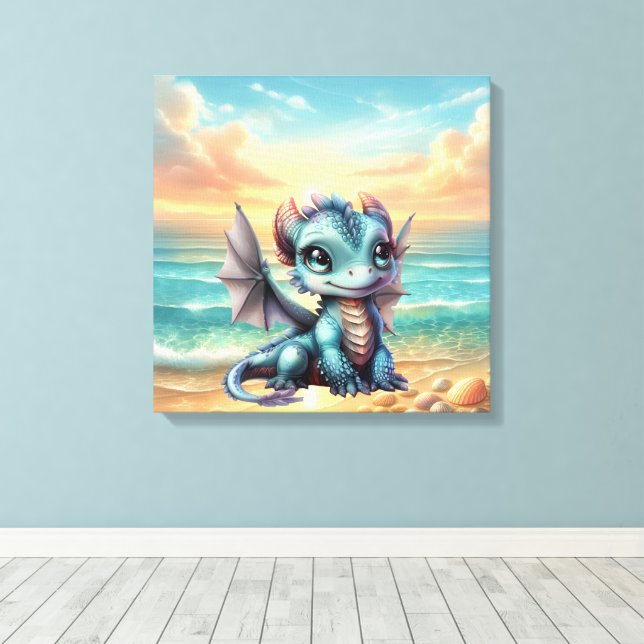 Impressão Em Tela Bebê Dragão (Insitu(piso de madeira))
