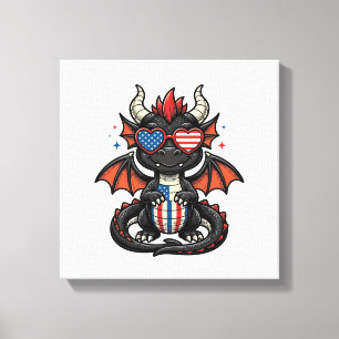 Impressão Em Tela Bebê Dragão Patriótico Camisa Vintage Vetor Design