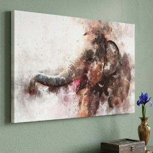 Impressão Em Tela Bebê Elefante Asiático Fofo e Brincalhão em Aquare