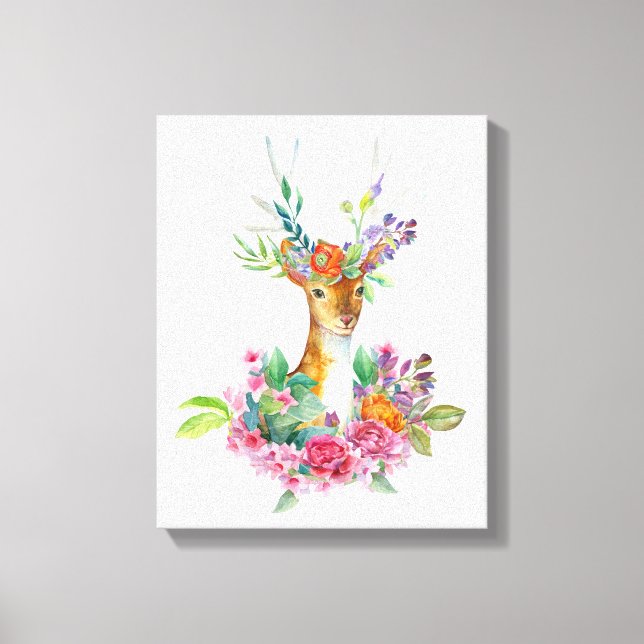 Impressão Em Tela Bebê Floral Pintado com Aquarela Nurserria Bebê (Frente)
